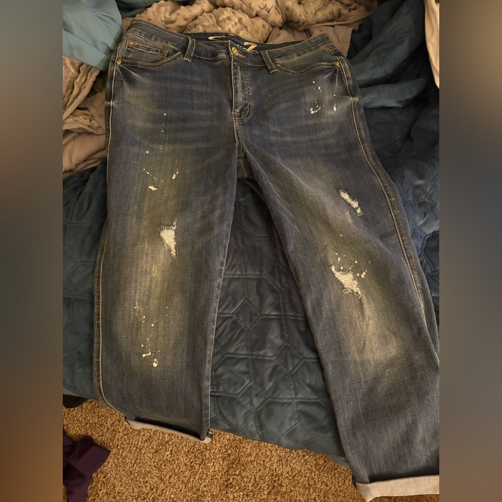 Seven7 Women's Boyfriend Jeans - Distressed Blue